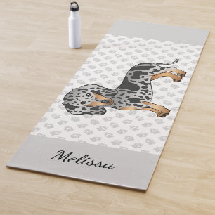 Black And Tan Dapple Short Hair Dachshund & Name Yoga Mat