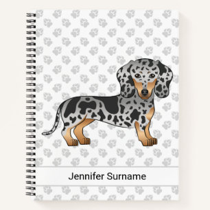 Black And Tan Dapple Short Hair Dachshund & Text Notebook