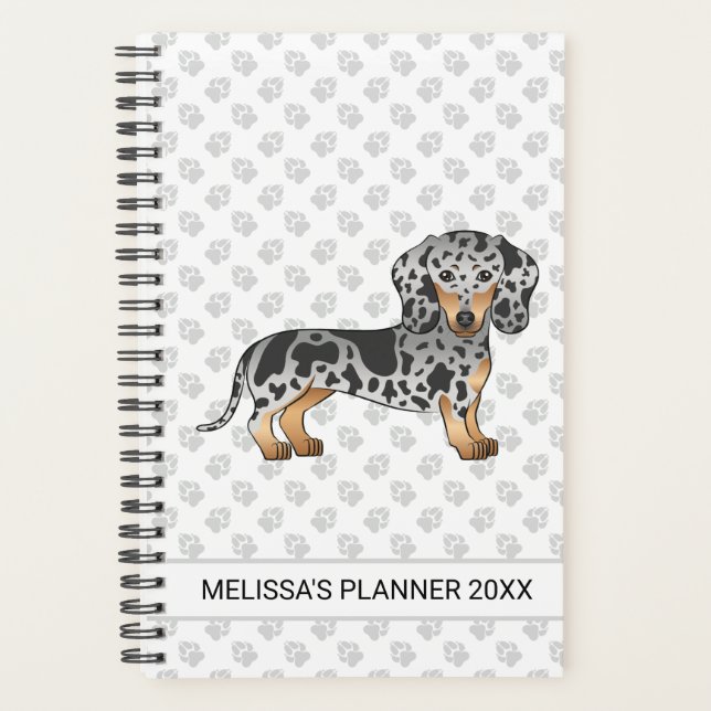 Black And Tan Dapple Short Hair Dachshund & Text Planner (Front)