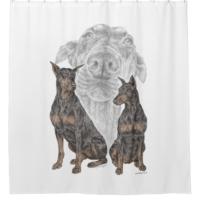 Black and Tan Doberman Dogs Shower Curtain (Front)