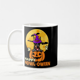 Black And Tan Doberman Witch Dog Happy Halloween Coffee Mug