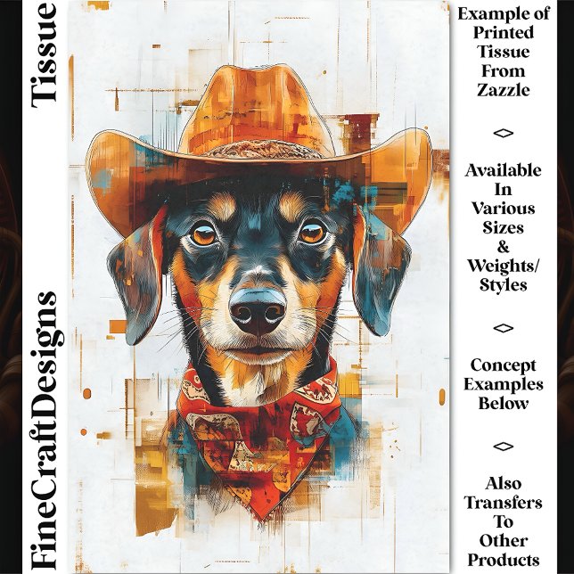 Black and Tan Dog, Cowboy Hat DE1 Decoupage Tissue Paper (Creator Uploaded)