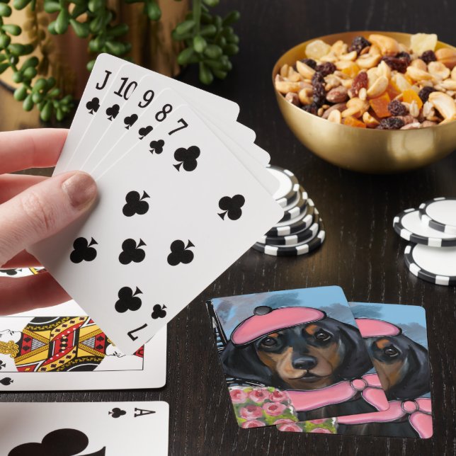 Black and Tan Doxie Playing Cards (In Situ)