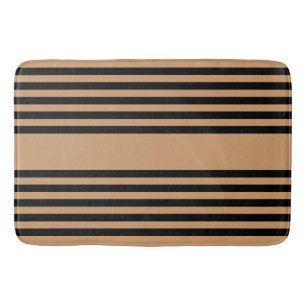 Black and tan five stripe pattern bath mat