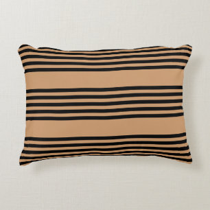 Black and tan five stripe pattern decorative cushion