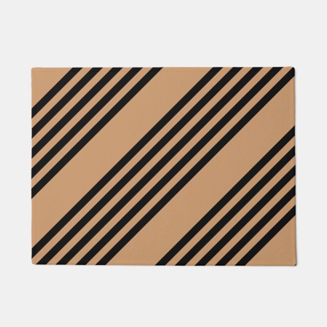 Black and tan five stripe pattern doormat (Front)