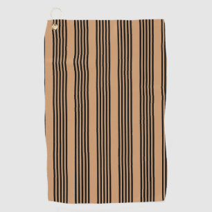 Black and tan five stripe pattern golf towel