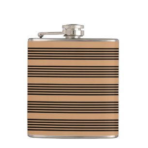 Black and tan five stripe pattern hip flask