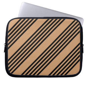 Black and tan five stripe pattern laptop sleeve