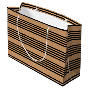 Black and tan five stripe pattern large gift bag