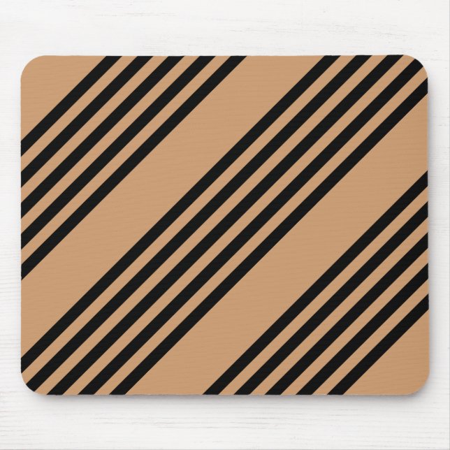 Black and tan five stripe pattern mouse mat (Front)