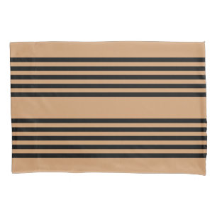 Black and tan five stripe pattern pillowcase