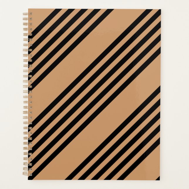 Black and tan five stripe pattern planner (Front)