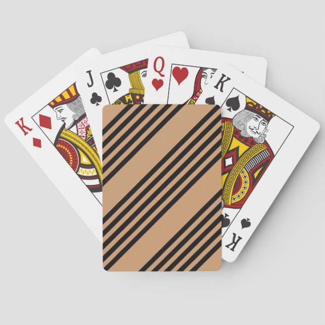 Black and tan five stripe pattern playing cards (Back)
