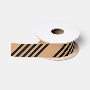 Black and tan five stripe pattern satin ribbon