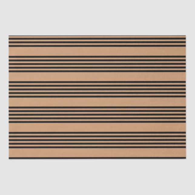 Black and tan five stripe pattern tissue paper (Front)