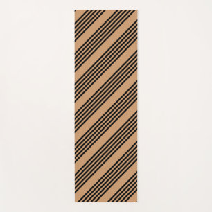 Black and tan five stripe pattern yoga mat
