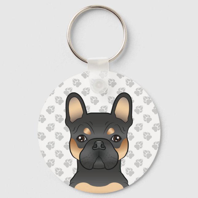 Black And Tan French Bulldog / Frenchie Cute Dog Key Ring (Front)
