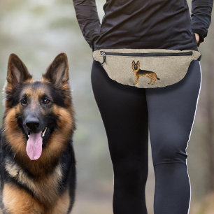 Black And Tan German Shepherd Cartoon Dog Brown Bum Bags