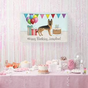 Black And Tan German Shepherd Colourful Birthday Banner
