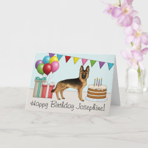 Black And Tan German Shepherd Colourful Birthday Card