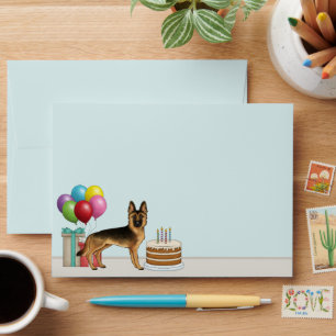 Black And Tan German Shepherd Colourful Birthday Envelope