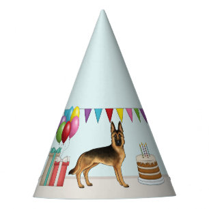 Black And Tan German Shepherd Colourful Birthday Party Hat