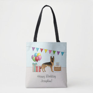 Black And Tan German Shepherd Colourful Birthday Tote Bag
