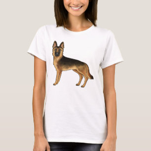 Black And Tan German Shepherd Cute Cartoon Dog T-Shirt