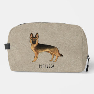 Black And Tan German Shepherd Dog And A Name Brown Dopp Kit