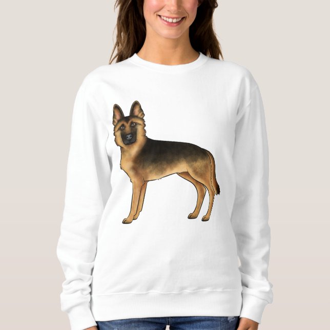 Black And Tan German Shepherd Dog Illustration Sweatshirt (Front)