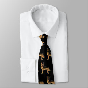 Black And Tan German Shepherd Dog Pattern Black Tie