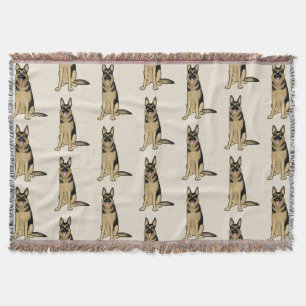 Black and Tan German Shepherd Dog Pattern Throw Blanket