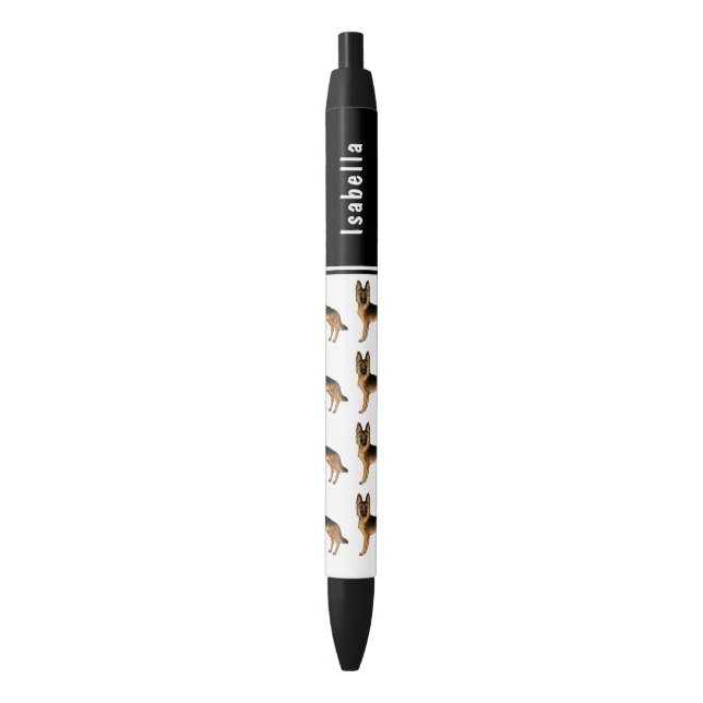 Black And Tan German Shepherd Dog With Custom Name Ink Pen (Front Vertical)