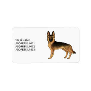 Black And Tan German Shepherd Dog With Custom Text Label