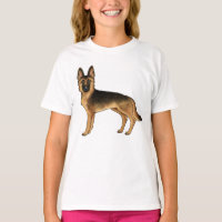 Black And Tan German Shepherd Fun Cartoon Drawing