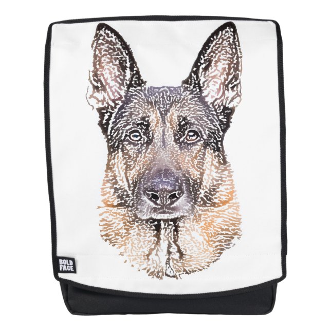 Black and Tan German Shepherd Portrait Backpack (Front)