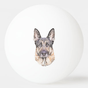 Black and Tan German Shepherd Portrait Ping Pong Ball