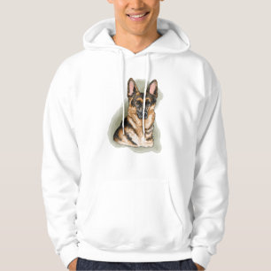 Black And Tan German Shepherd Watercolor Design Hoodie
