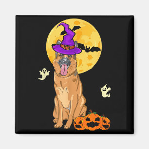 Black And Tan German Shepherd Witch Halloween Magnet