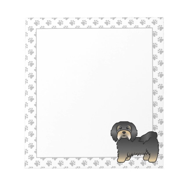 Black And Tan Havanese Cute Cartoon Dog Notepad (Front)