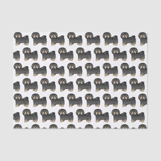 Black And Tan Havanese Cute Cartoon Dog Pattern Tissue Paper (Front)
