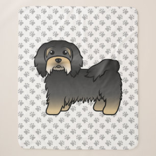 Black And Tan Havanese Cute Cartoon Dog Sherpa Blanket