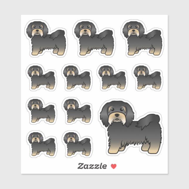 Black And Tan Havanese Cute Cartoon Dogs (Sheet)