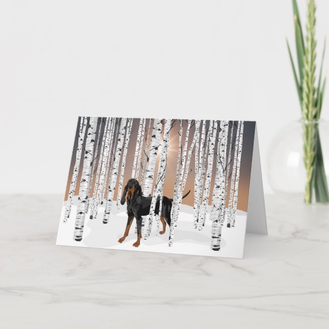 Black and Tan in birch forest Card (Front)