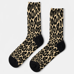 Black and Tan Leopard Print Socks