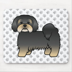 Black And Tan Lhasa Apso Cute Cartoon Dog Mouse Mat