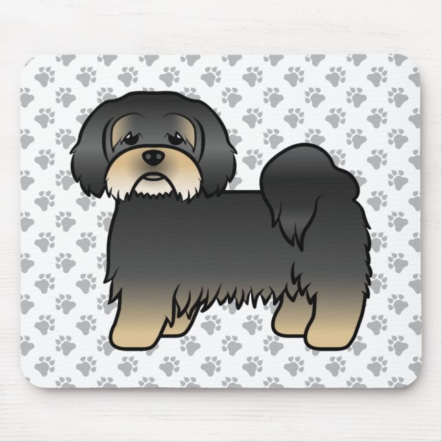 Black And Tan Lhasa Apso Cute Cartoon Dog Mouse Mat (Front)