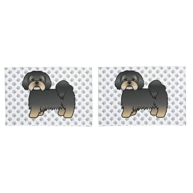 Black And Tan Lhasa Apso Cute Cartoon Dog Pillowcase (Front-Set)