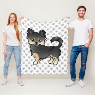 Black And Tan Long Coat Chihuahua Cute Dog & Paws Fleece Blanket